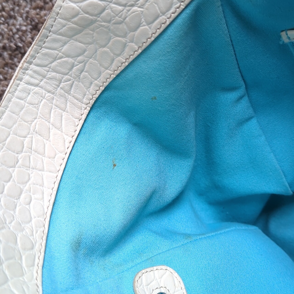 Vintage Brahmin White Leather With Stone Floral Bag - Picture 8 of 16